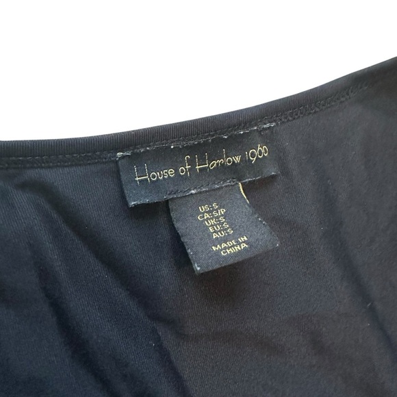 House of Harlow 1960 Long Sleeve Bodysuit Black Square Neck Scoop Size Small - Picture 5 of 7